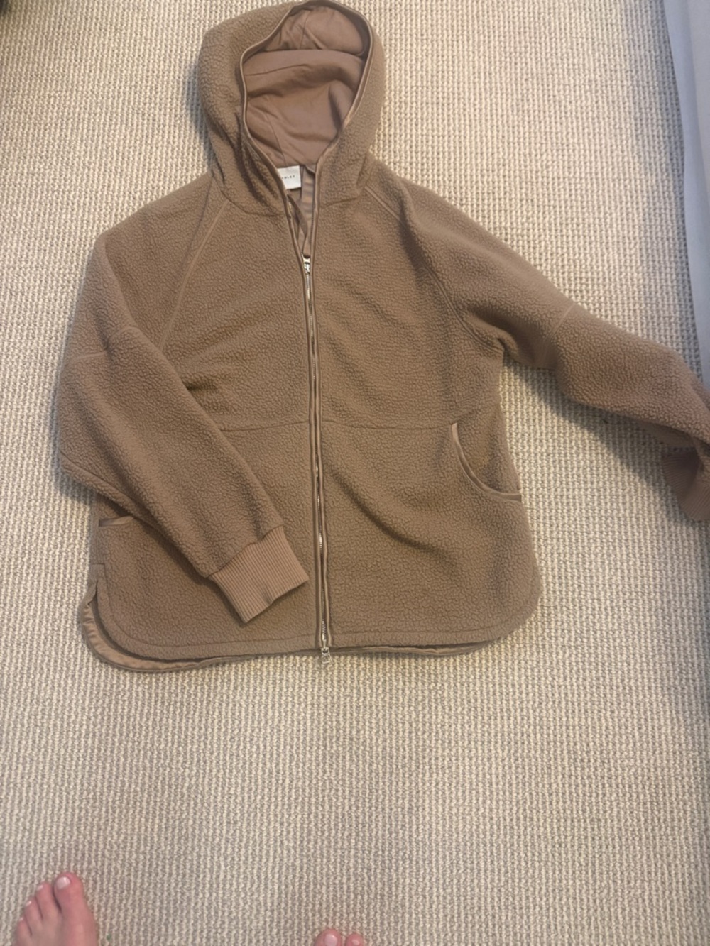 Varley Brown Hooded Sherpa Puffer Jacket